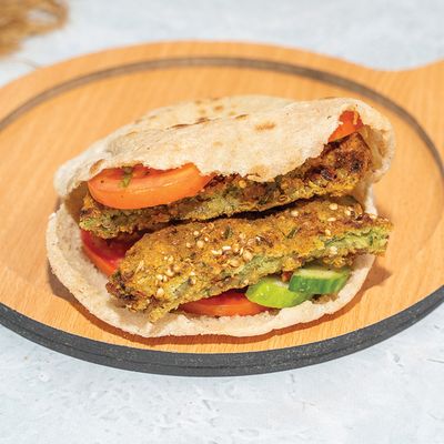 Falafel stuffed Shami or Baladi Sandwich