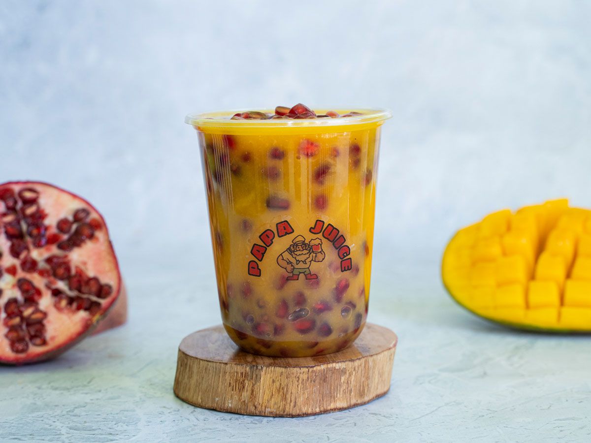 Mango with pomegranate seeds