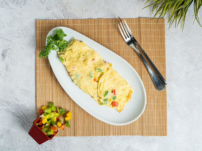 Omelette With Vegetables And Mozzarella Cheese Platter