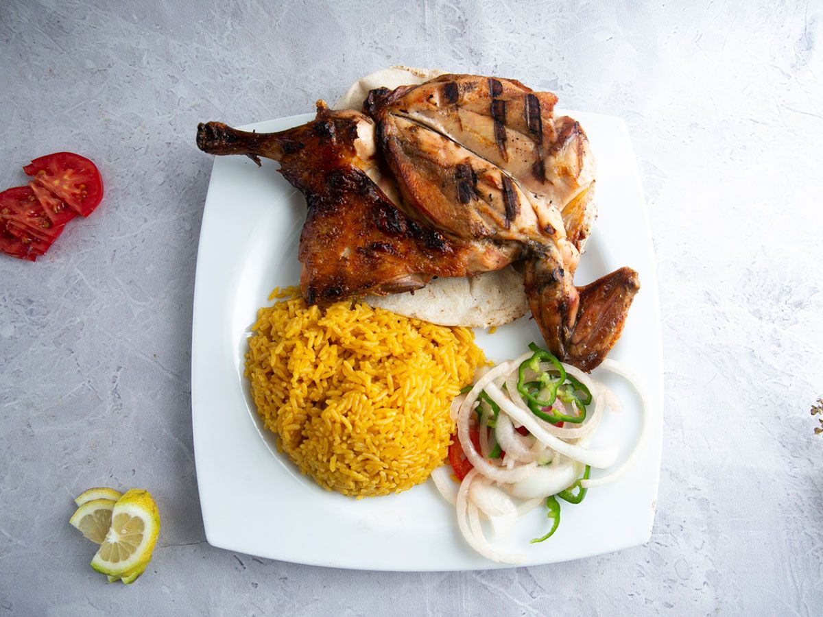Half Charcoal Grilled Chicken With Rice