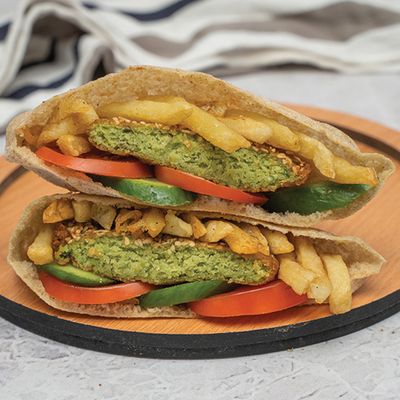 Falafel sandwich with fries