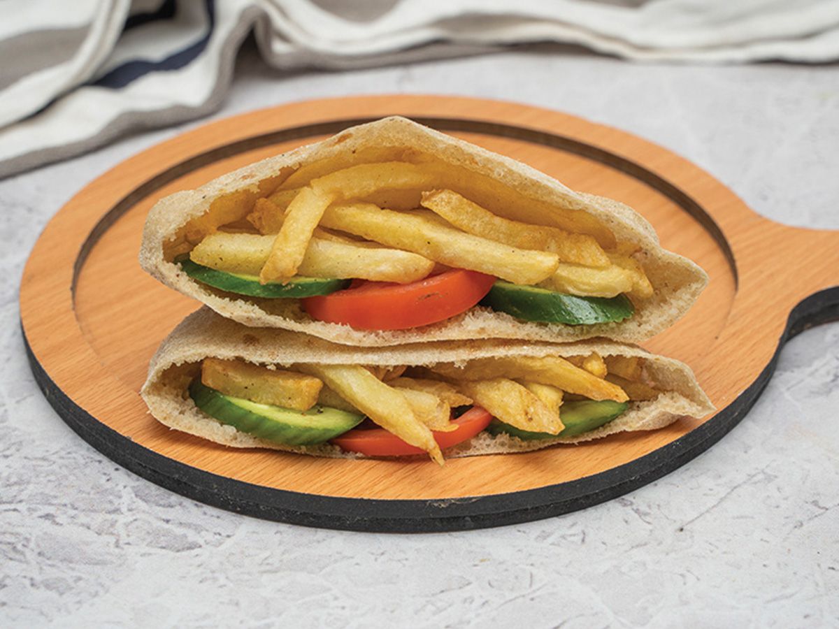 Potato sandwich with baba ghanoush