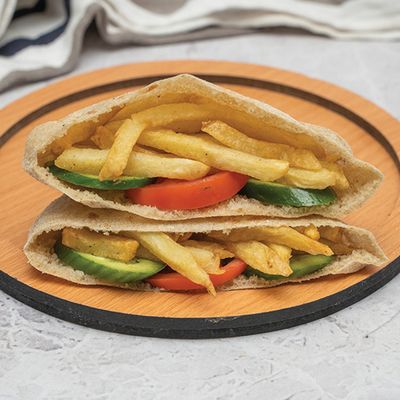 Potato sandwich with baba ghanoush