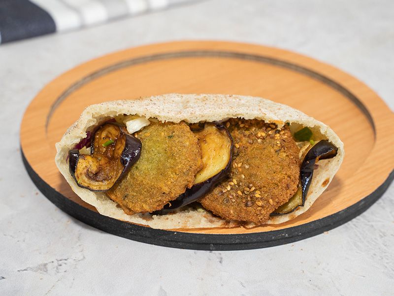 Falafel With Eggplant Sandwich