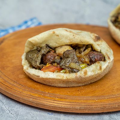 3Liver Sandwiches And Gizzards On Charcoal With Tahini