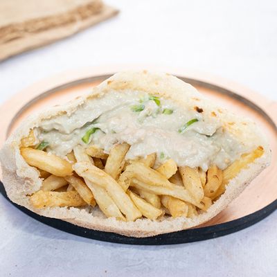 French Fries With Baba Ghannoug Sandwich