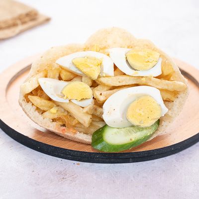 French Fries With Eggs Sandwich