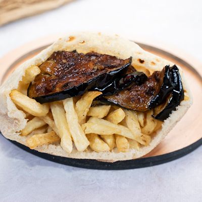 French Fries With Eggplant Sandwich