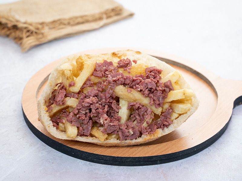 French Fries With Pastrami Sandwich