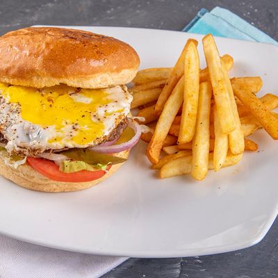 Beef burger sandwich with cheese