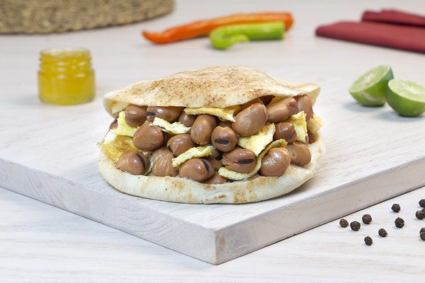 Foul with fried eggs sandwich