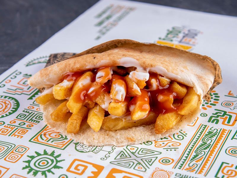 French Fries With Ketchup And Mayonnaise Sandwich