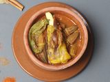 Okra With Meat Pottery Casserole