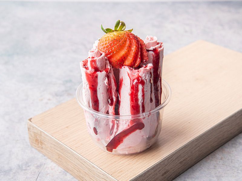 Vanilla With Strawberry Ice Cream Roll