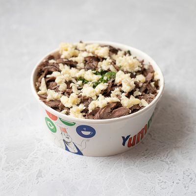 Beef Shawarma Fatteh With Mozzarella Cheese