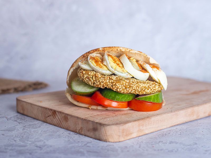 Taamia With Boiled Eggs Sandwich