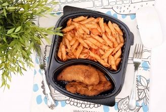 Chicken Pane And Tomato Sauce Pasta