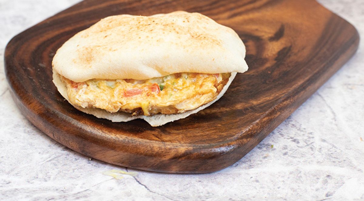 Omelette sandwich with Roumy cheese