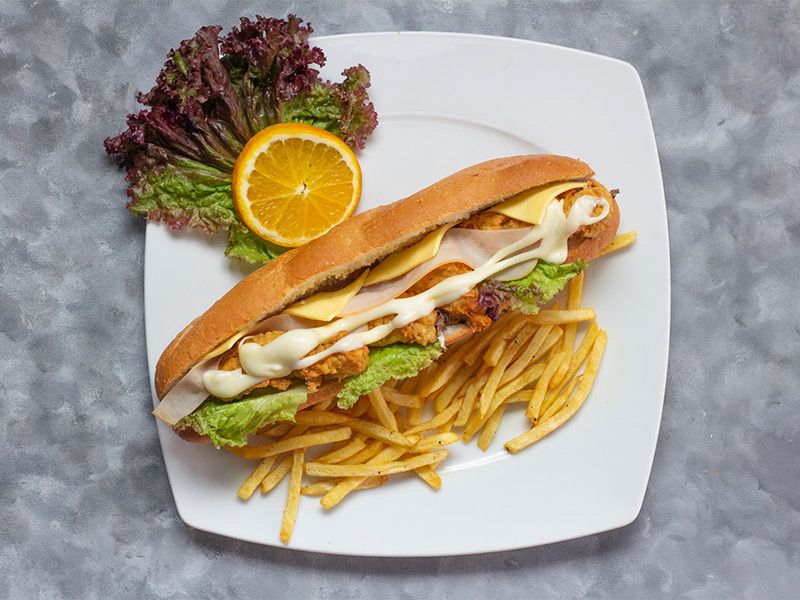 Fried Chicken With Turkey Sandwich