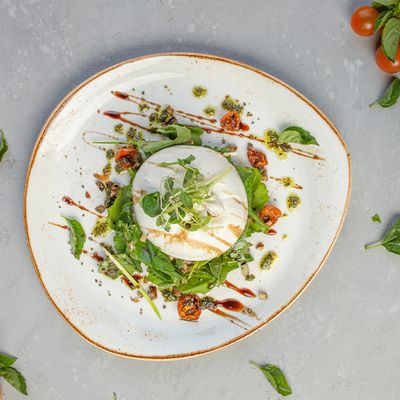 Burrata With Kalamata Tomato Salad