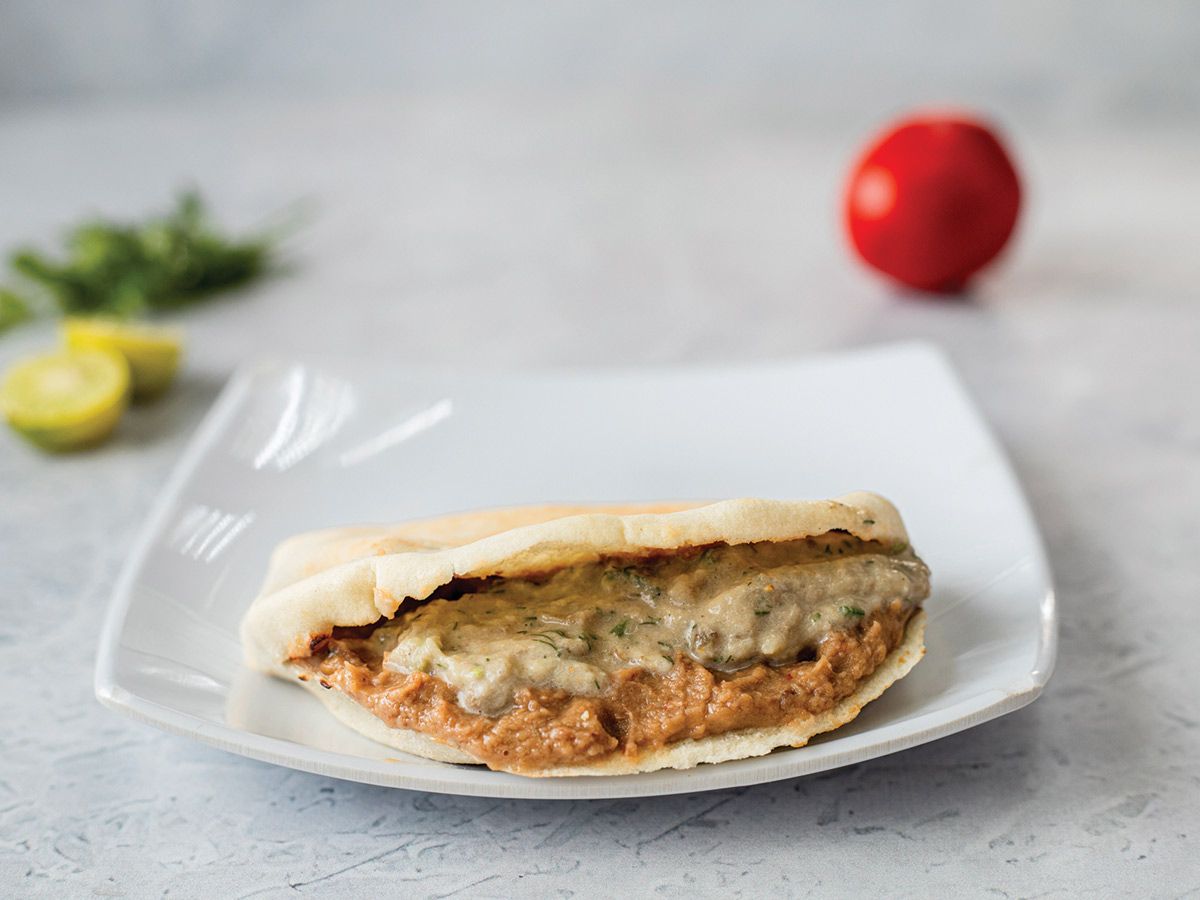 Foul With Baba Ghanoug Sandwich
