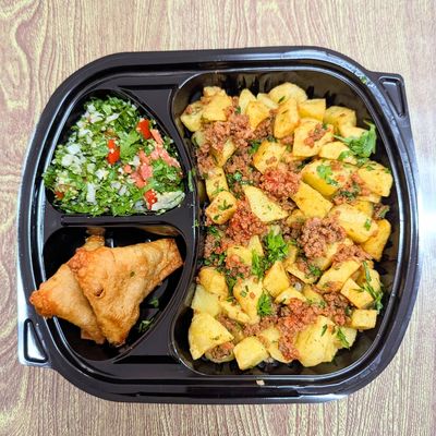 Lunch Box Potato Fattah with Minced Meat
