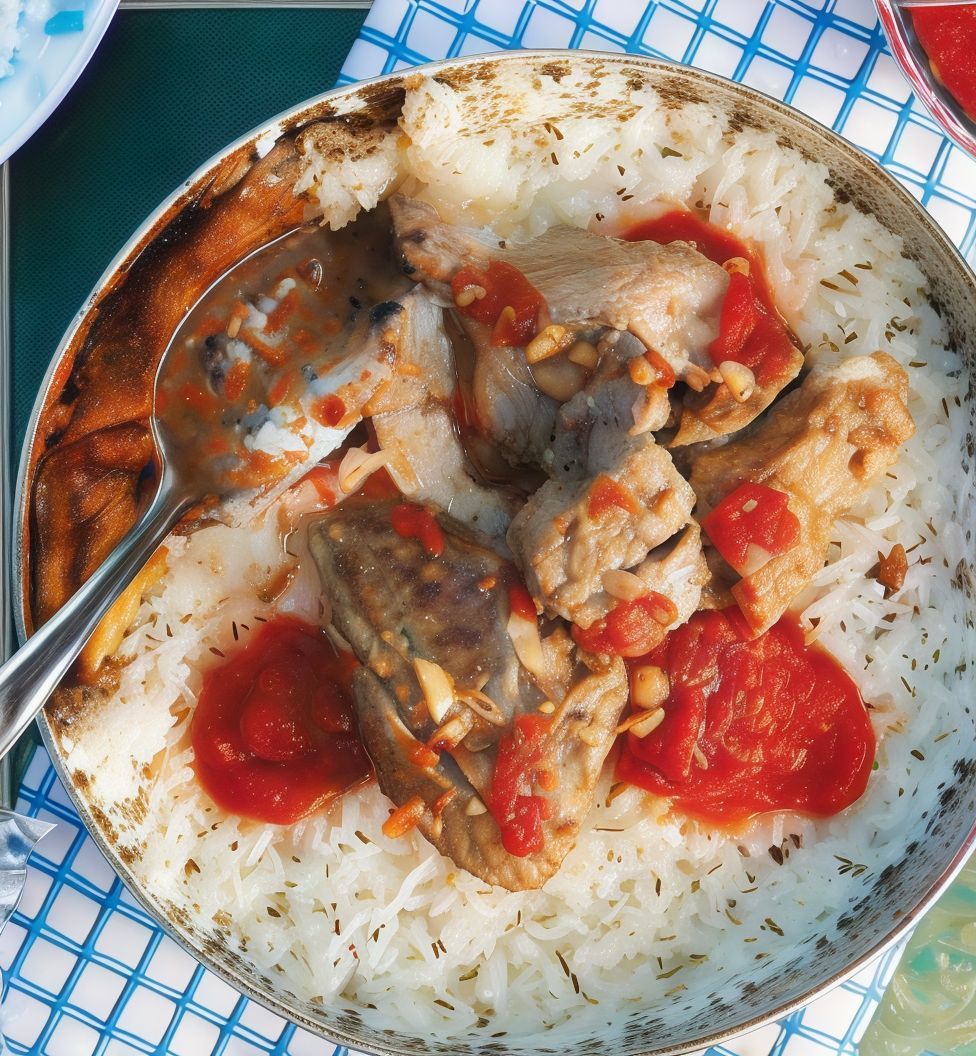 Egyptian Fatteh With Meat Cubes