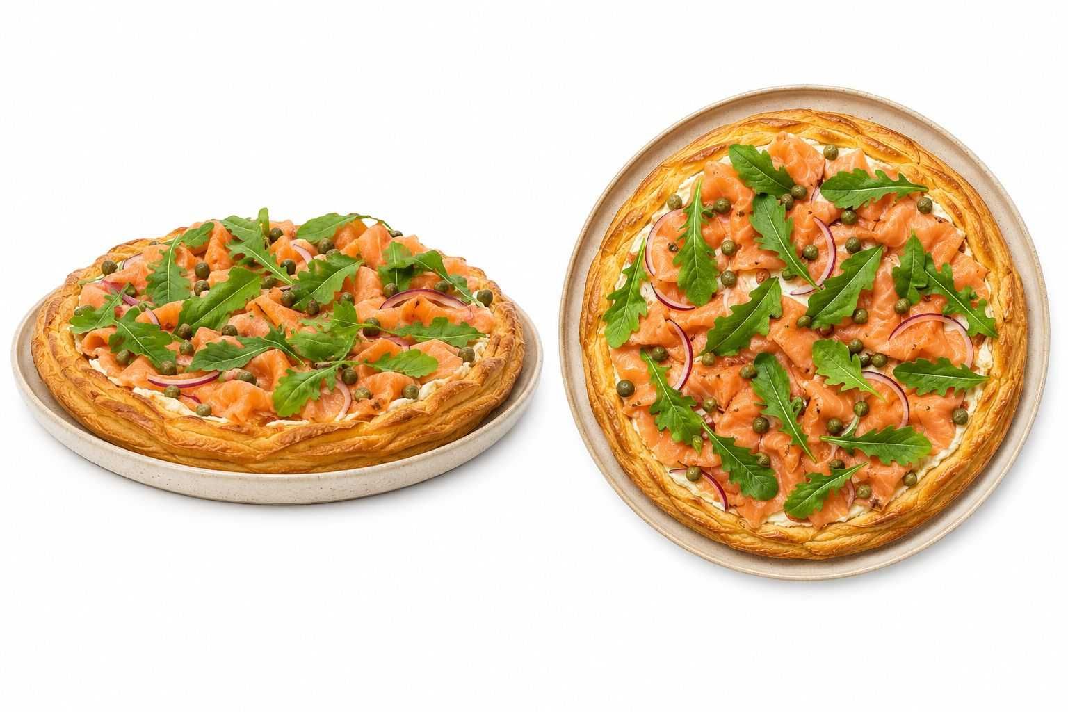Smoked salmon croissant pizza
