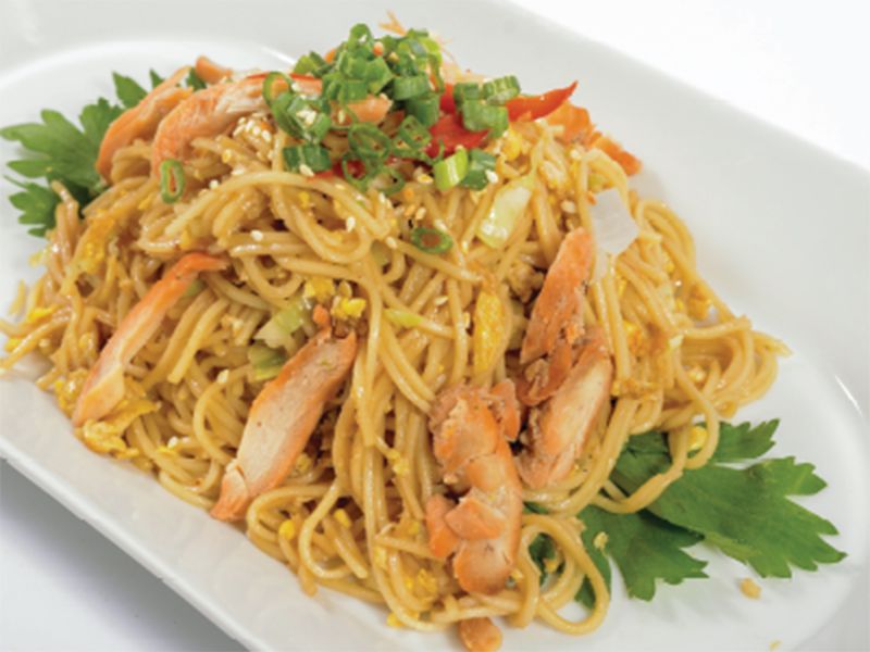 29. Stir-Fried Egg Noodles with BBQ Chicken and Soy Sauce