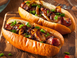Pomegranate molasses sausage sandwich