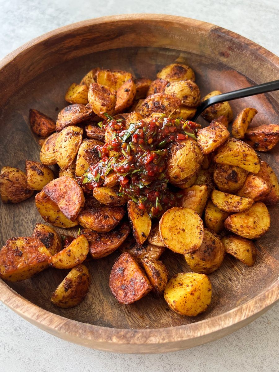 Potato Sandwich With Hot Harissa Sauce