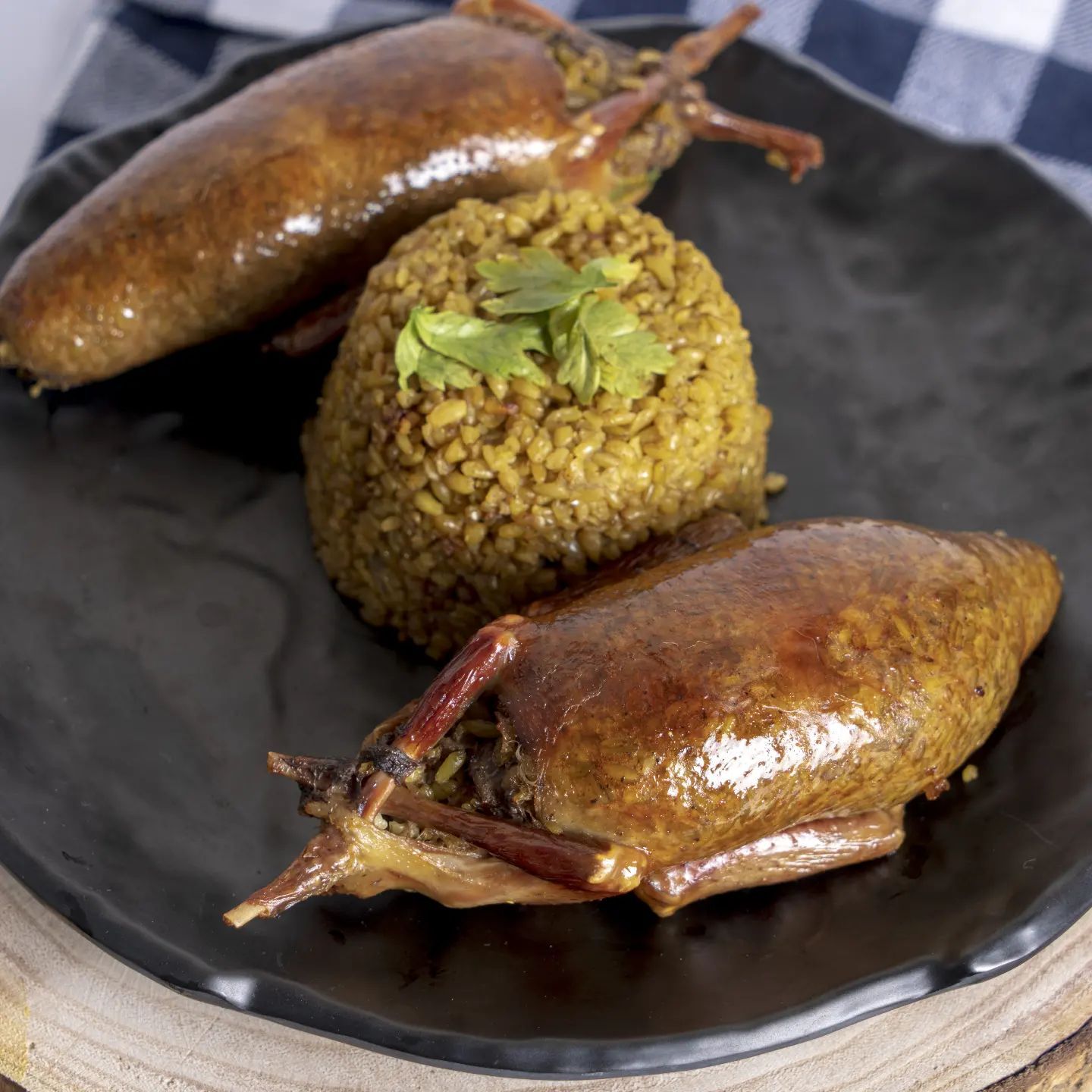 2 Stuffed Pigeons with Grits