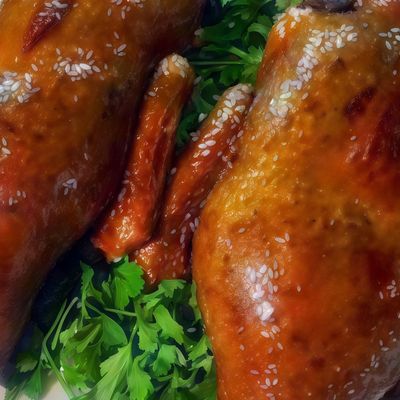 2 Stuffed pigeons with rice or grits or rice on grits meal
