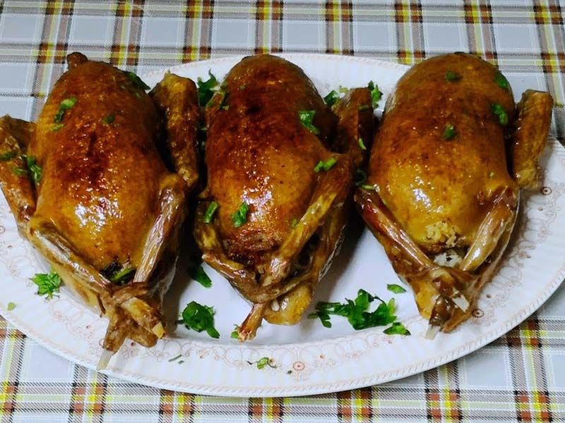 2 stuffed pigeons