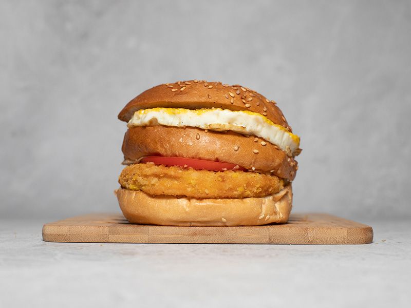 Chicken Burger With Eggs Sandwich