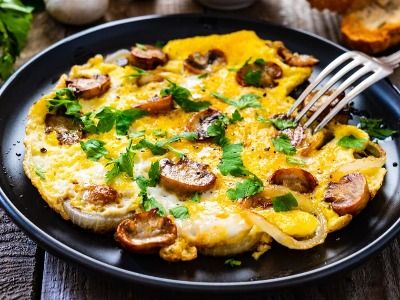 Mushroom and olive omelet