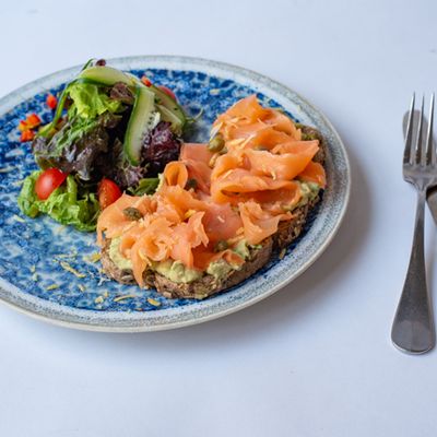 Avocado Guacamole Tartine with Salmon