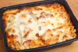 Bechamel Pasta With Pastrami And Mozzarella Cheese