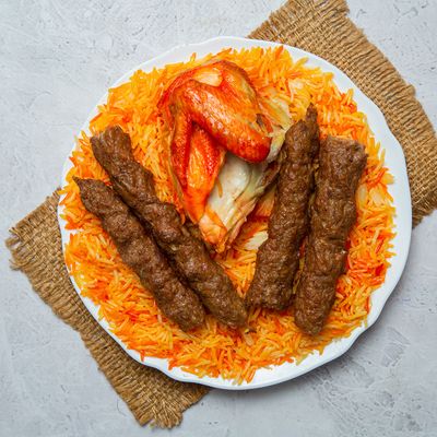 Quarter chicken and quarter kilo kofta