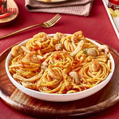 Adding shrimp to pasta