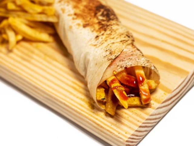 French Fries With Cheese Syrian bread Sandwich