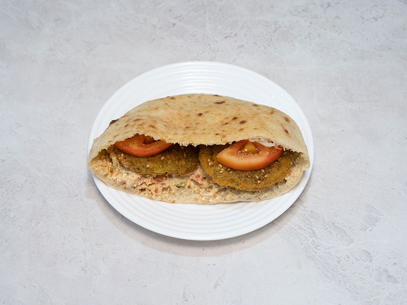 Falafel sandwich with old cheese