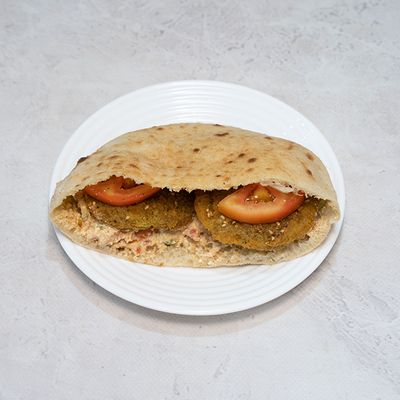 Falafel sandwich with old cheese