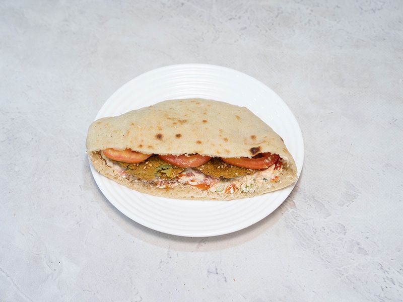 Falafel sandwich with cottage cheese