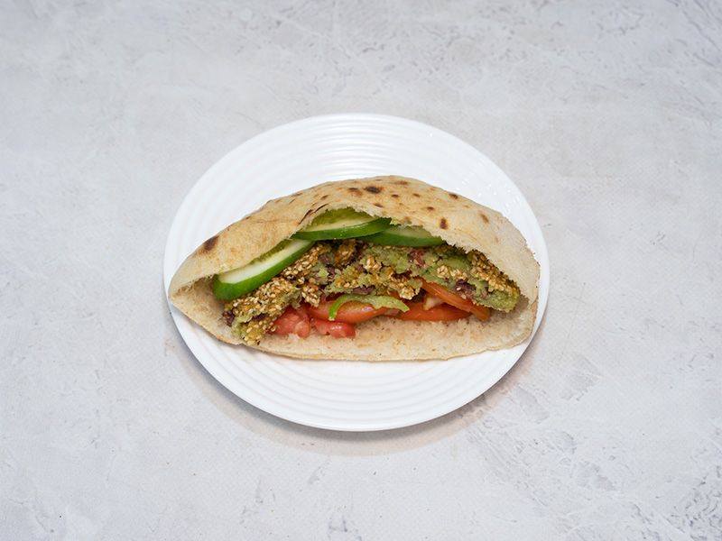 Falafel sandwich with pastrami