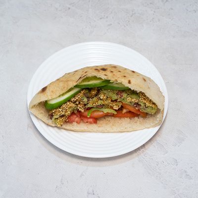 Falafel sandwich with pastrami