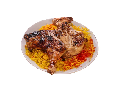 A quarter of a grilled chicken
