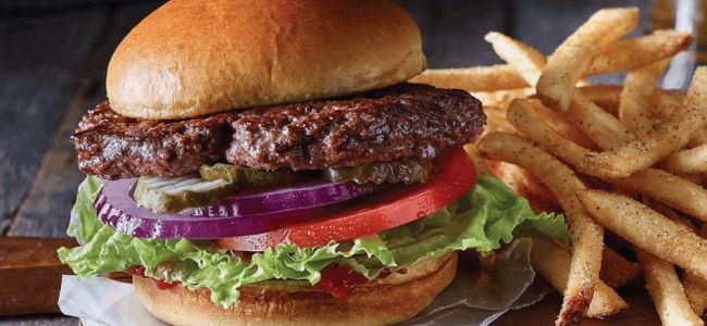 Beef Burger With Beef Bacon And Mushroom Sandwich