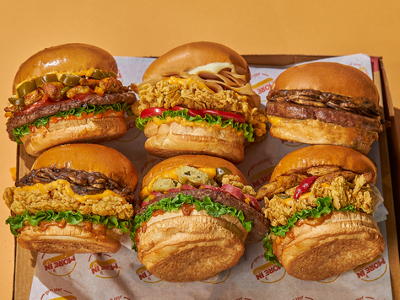 Brioche Box with Mixed Beef and Chicken, 6 Sandwiches