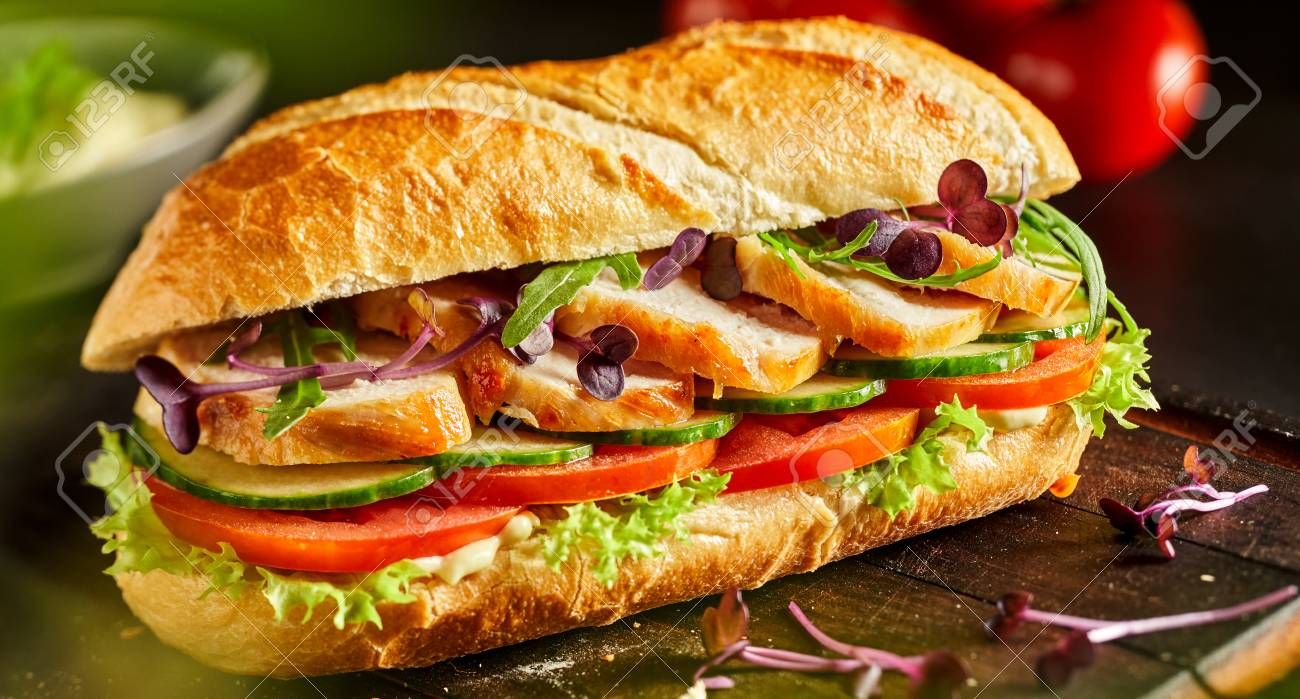 Chicken With Basil And Parmesan Cheese Sandwich